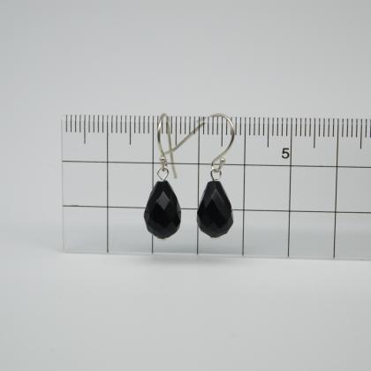 Simply Earrings - Black Agate Earrings - Drop..