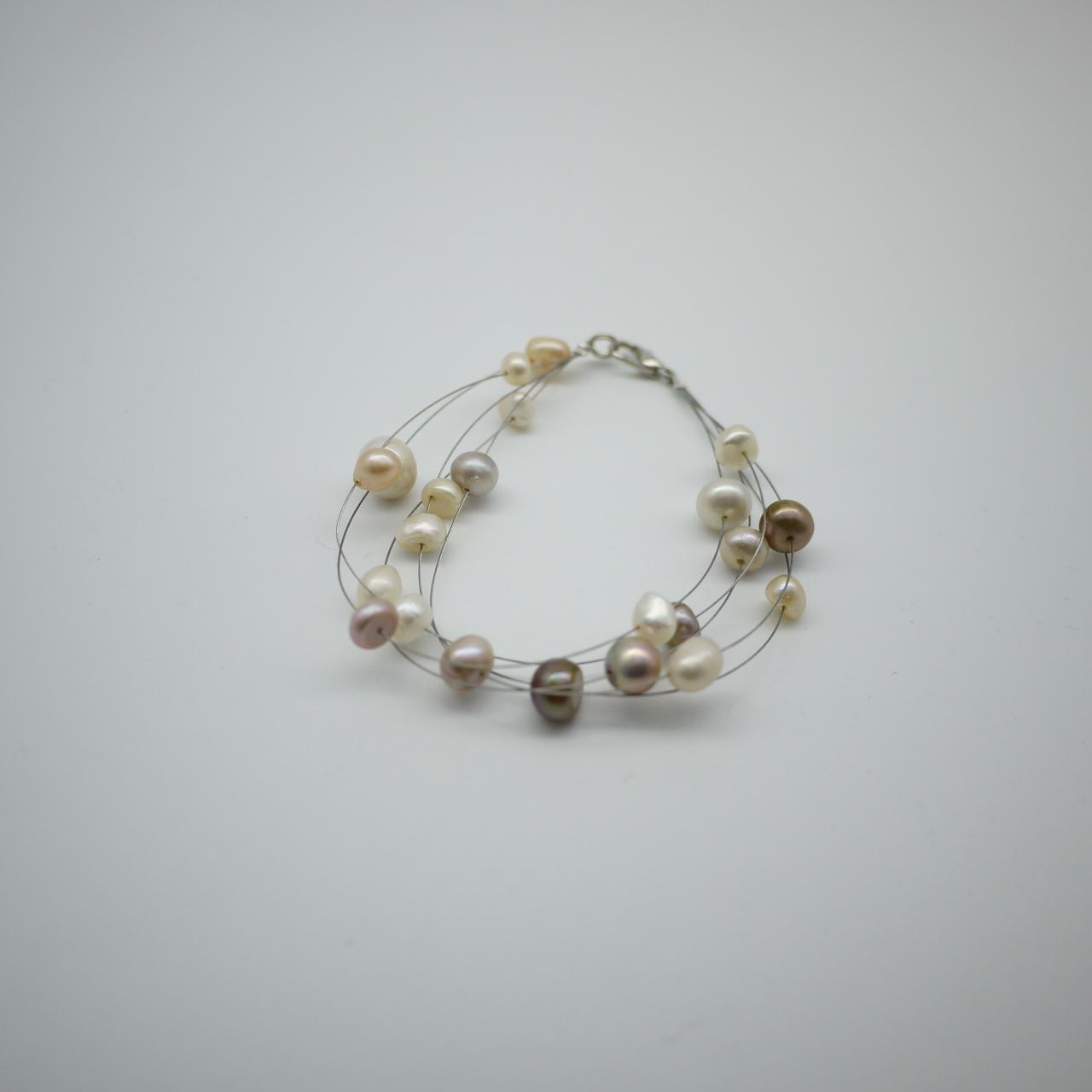 Simply Bracelet - Freshwater Pearl Bracelet - Purple, Pink And White Pearl