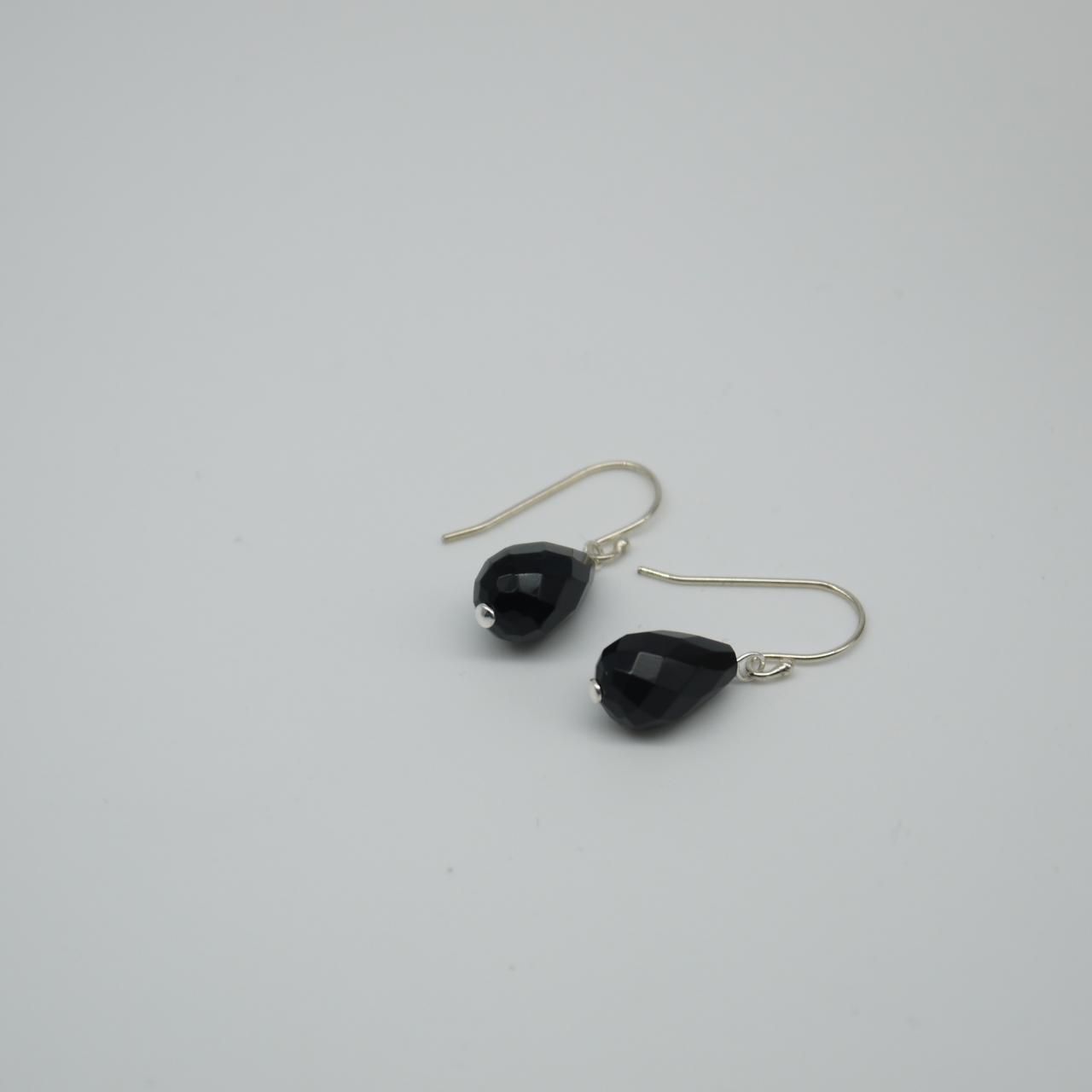 Simply Earrings - Black Agate Earrings - Drop Earrings